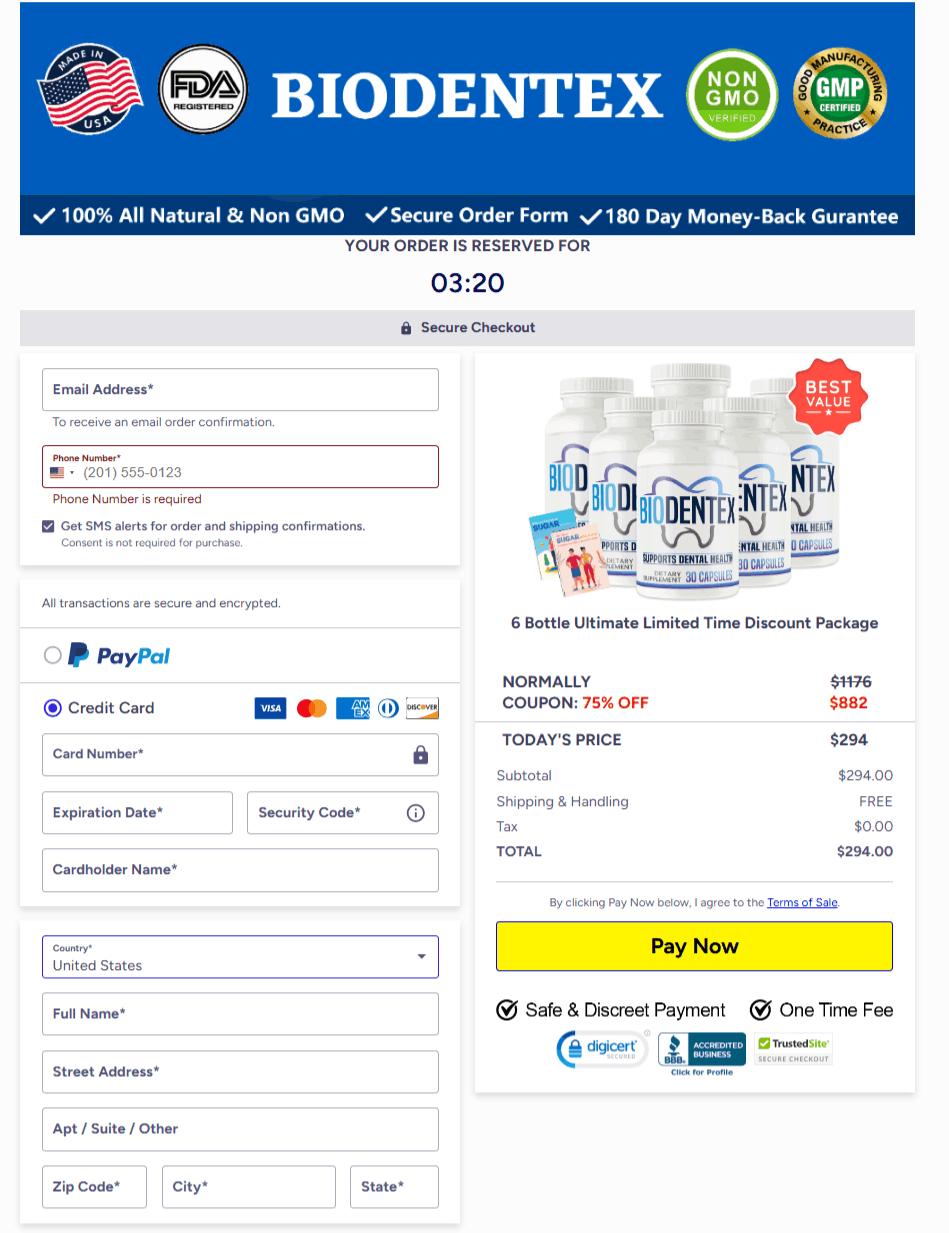Biodentex Buy Checkout Page